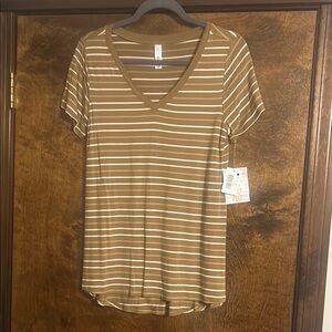 Striped V-Neck Women’s Top - Brown